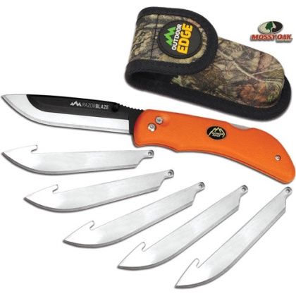 Outdoor Edge Razor Blaze 3.5" - Folder W-6 Blades Orange Hndl