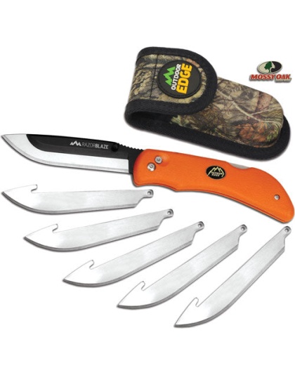 Outdoor Edge Razor Blaze 3.5" - Folder W-6 Blades Orange Hndl