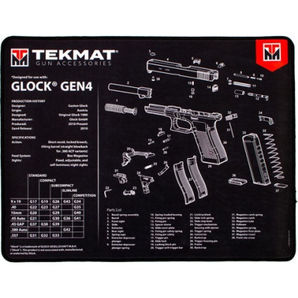 Tekmat Armorers Bench Mat - Ultra 15"x20" Glock Gen 4 Blk