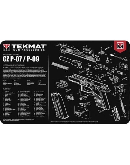 Tekmat Armorers Bench Mat - 11"x17" Cz P-07-09 Pistol