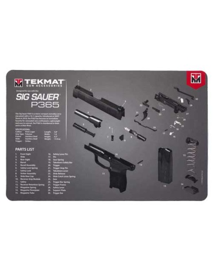 Tekmat Armorers Bench Mat - 11"x17" Sigarms P365 Black