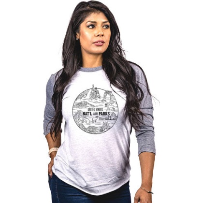Nine Line Apparel National - Parks Wmn's Shirt Gray-wht Sml