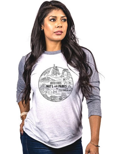 Nine Line Apparel National - Parks Wmn's Shirt Gray-wht Sml