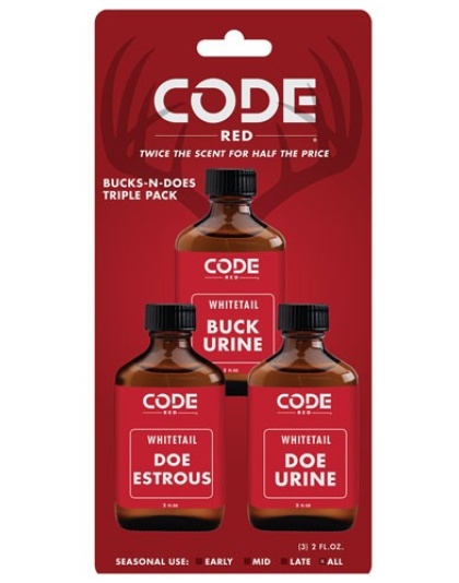 Code Red Deer Lure Bucks-n- - Does Triple Pack 2fl Oz-ea