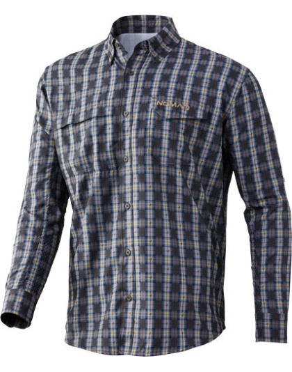 Nomad Stretch Lite Plaid Ls - Button Down Mud X-large