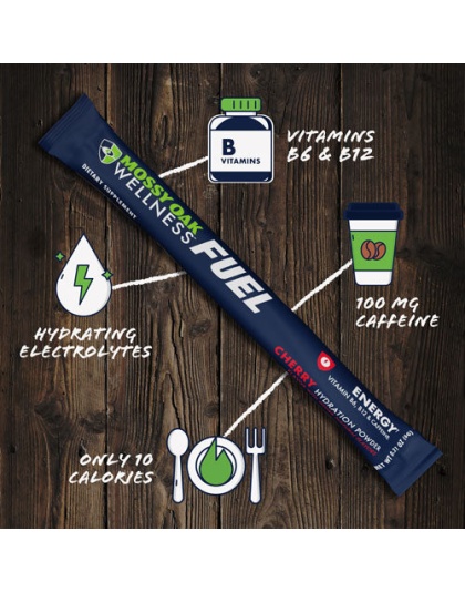 Mossy Oak Wellness Fuel Energy - Cherry Drink Mix 12 Stick Pack