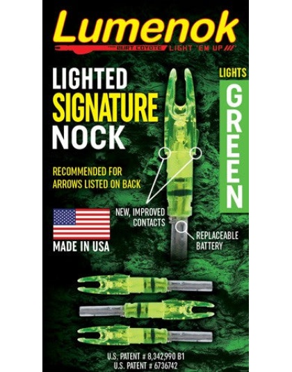 Lumenok Lighted Nock - Signature Series Green 3pk