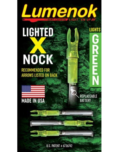 Lumenok Lighted Nock - X-series Green 3pk