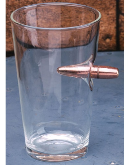 2 Monkey Bullet Pint Glass - With A .50 Cal Bullet