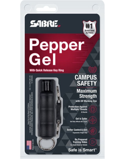 Sabre Red Pepper Gel Spray - Black Hard Case W-ring 15gr