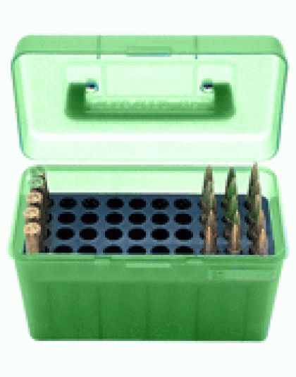 Mtm Deluxe Ammo Box 50-rounds - Lg Rifle .220swift-30-06 Green