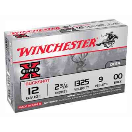 Win Ammo Super-x 12ga. 2.75" - 1325fps. 00bk 9-pellets 5-pack