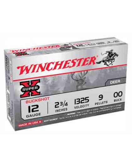 Win Ammo Super-x 12ga. 2.75" - 1325fps. 00bk 9-pellets 5-pack