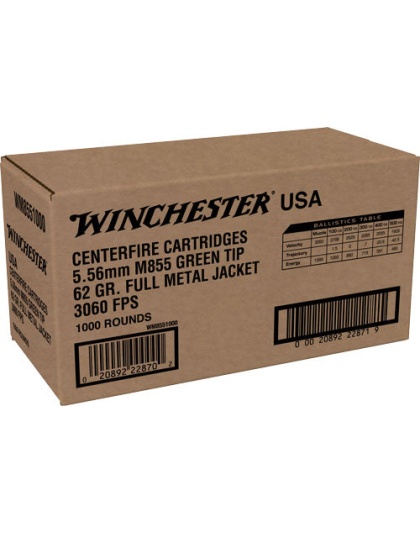 Win Ammo Usa 5.56x45 Case Lot - 62gr. Green Tip 1000rd Case