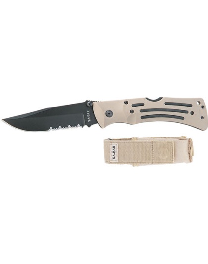 Ka-bar Desert Mule Folder Clip - Point 3.87" W-clip Sheath Fde