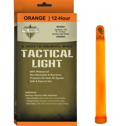 Tac Shield Tactical Light - Stick 12 Hour 6" Orange 10pk