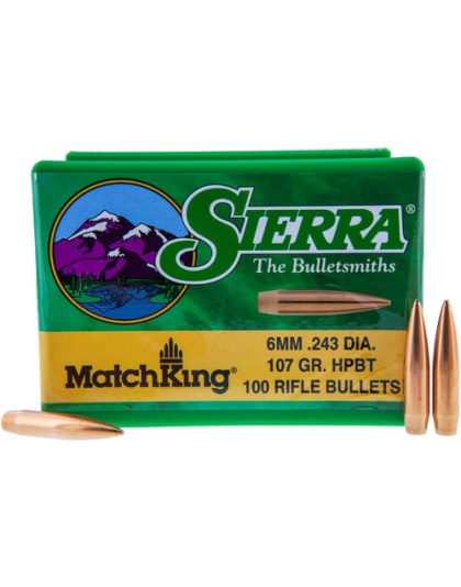 Sierra Bullets 6mm .243 - 107gr Hp-bt Match 100ct