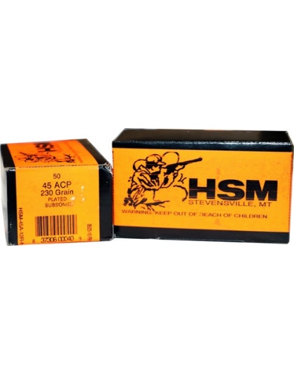 Hsm Ammo Subsonic .45acp 230gr - Plated Lead Round Nose 50-pack