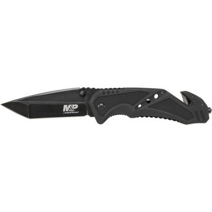 S&w Knife Clip Folder 3.8" - Blade Black W- Strap Cutter