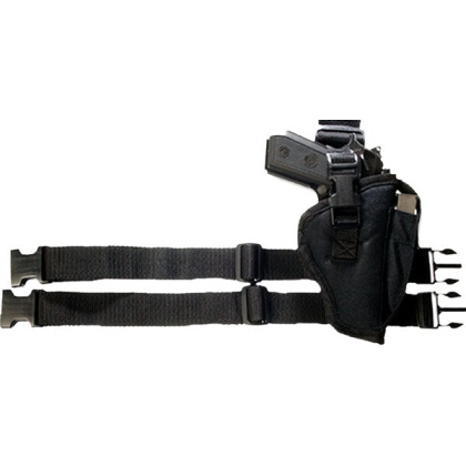 Bulldog Tactical Leg Holstr Rh - Black W-mag Pouch 2-4"bbl Auto
