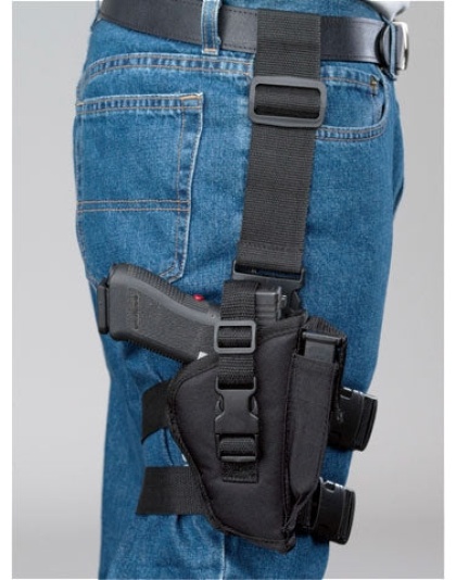 Bulldog Tactical Leg Holstr Rh - Black W-mag Pouch 2-4"bbl Auto