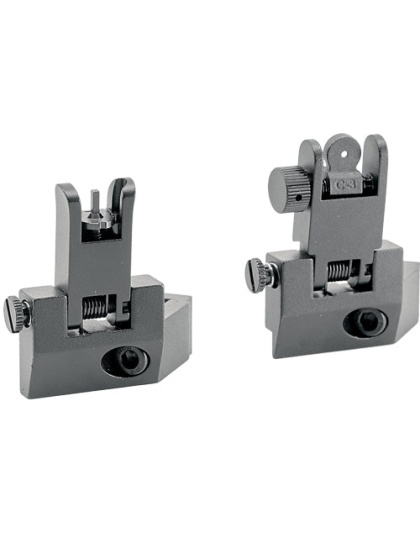 Je Flip Up Front-rear Sight - 45 Degree Offset Aluminum Blk