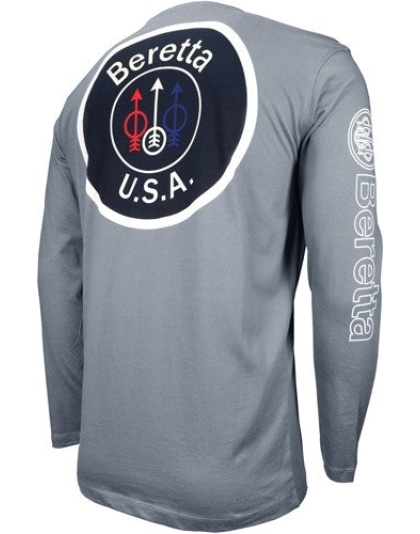 Beretta T-shirt Long Sleeve - Usa Logo Large Dove Gray