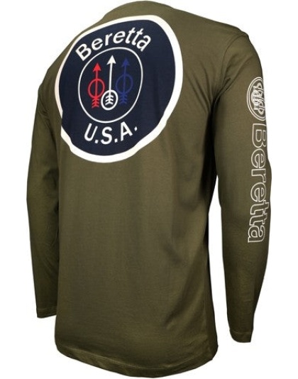 Beretta T-shirt Long Sleeve - Usa Logo Large Od Green