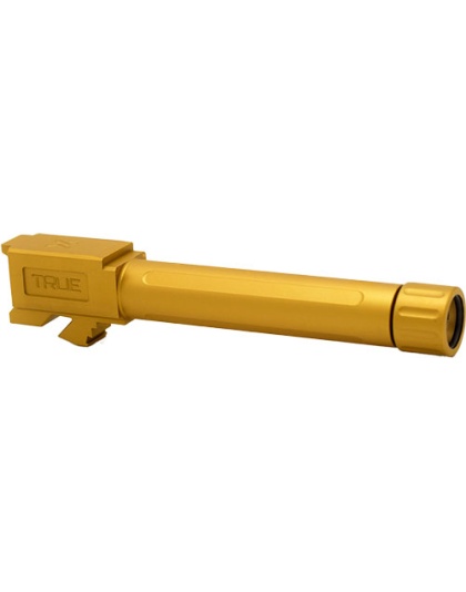 True Precision Glock 19 Barrel - Threaded Gold Tin