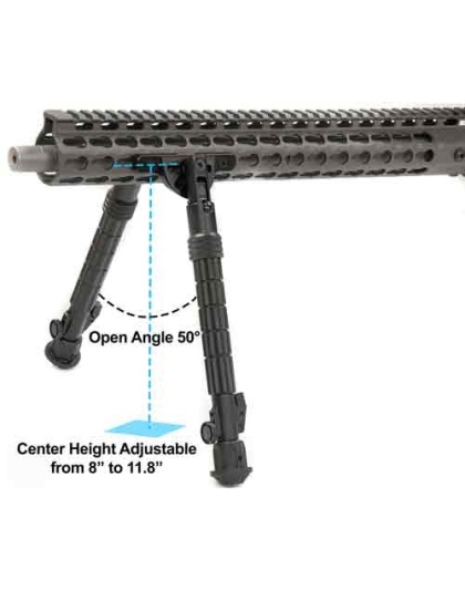 Utg Bipod Recon Flex Keymod - Matte Blk Center H 8.0"-11.8"