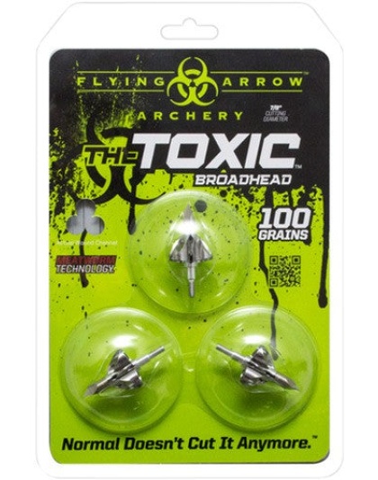Flying Arrow Broadhead Toxic - 100gr 7-8" Cut 3-pk Silver