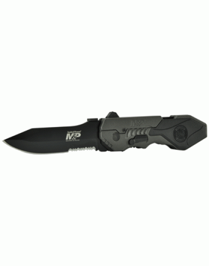 S&w Knife M&p 2nd Gen Spring - Assist 3.6" Drop Pnt Serrated