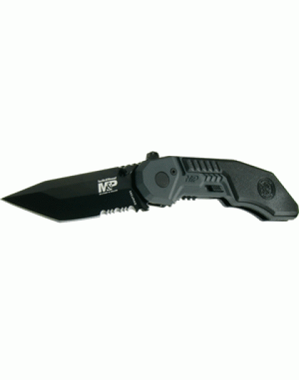 S&w Knife M&p Spring Assist - 2.8" Blk S-s Serrated Tanto