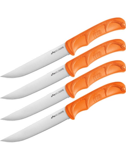 Outdoor Edge 5" Steak Knives - 4-pack Orange Handle Clam Pack