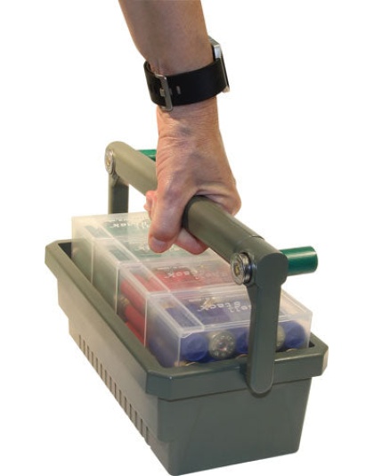 Mtm Shotshell Box Caddy W- 4 - Ss25 Rnd Clear Shotshell Boxes