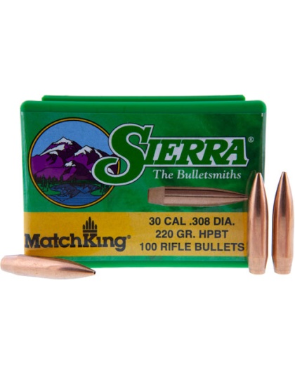 Sierra Bullets .30 Cal .308 - 220gr Hp-bt Match 100ct