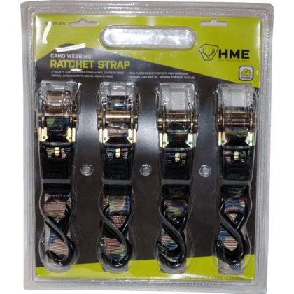 Hme Ratchet Strap 1"x8' - Camo Strap 4pk