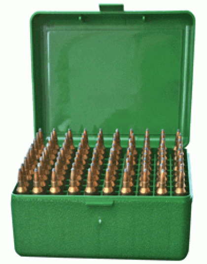 Mtm Ammo Box Medium Rifle - 100-rounds Flip Top Style Grn