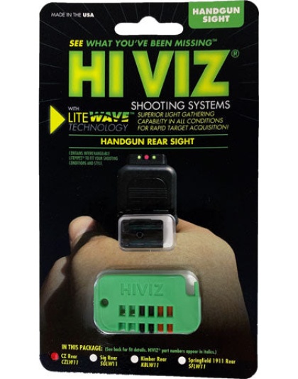 Hiviz Litewave Rear Sight For - Cz 75-85 3-litepipes