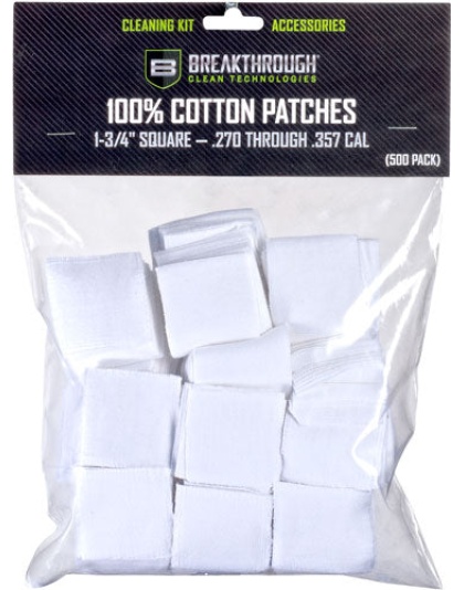 Breakthrough Cleaning Patches - 1 3-4" Square .270-357 50 Pack