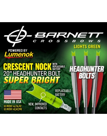 Lumenok Xbow Arrow 20" Barnett - Headhunter Green Crescent 3pk