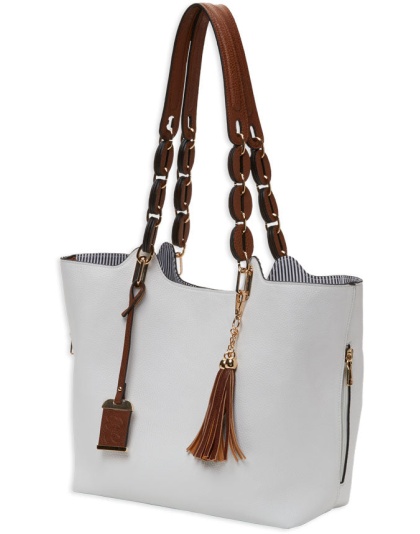 Bulldog Concealed Carry Purse - Braided Tote Style White