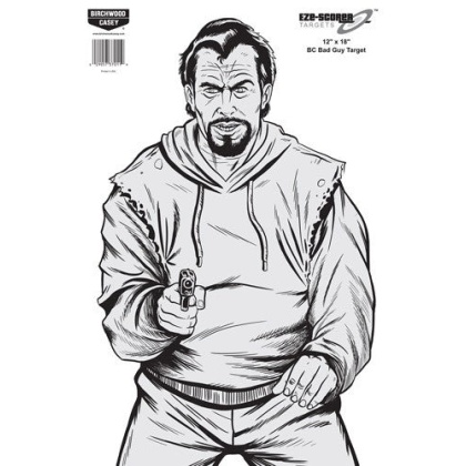 B-c Target Eze-scorer 12"x18" - Bad Guy Silhouette 10 Targets