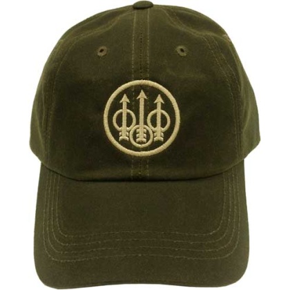 Beretta Cap Trident Logo - Waxed Cotton Olive Green