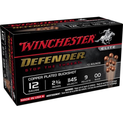 Win Ammo Defender 12ga. 2.75" - 00bk 9-pellets 10-pack