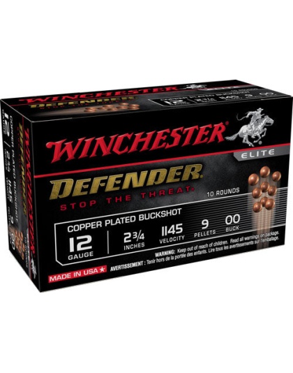 Win Ammo Defender 12ga. 2.75" - 00bk 9-pellets 10-pack