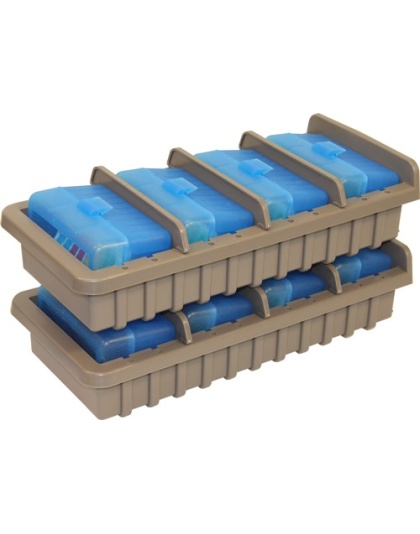 Mtm Ammo Rack W- 4 Rs50 50rnd - Flip Top Boxes Clr Blue-dk Eth