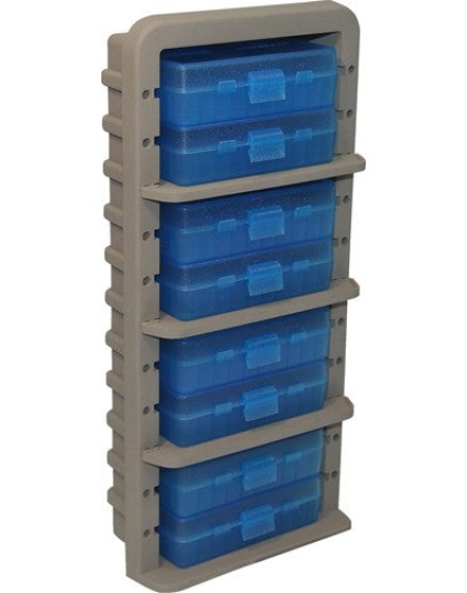 Mtm Ammo Rack W- 8 P509m 50rnd - Flip Top Boxes Clr Blue-dk Eth