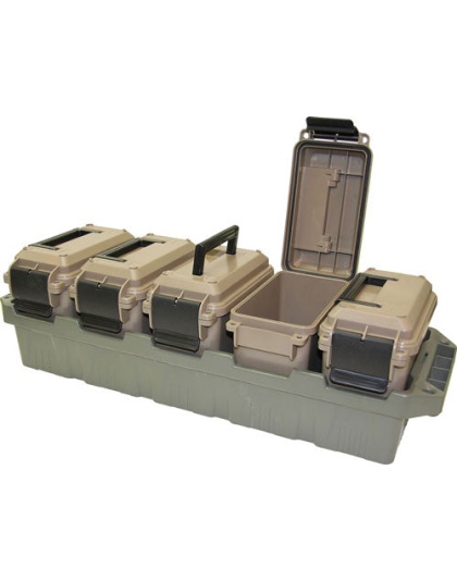 Mtm 5-can Ammo Crate Mini W-5 - Ac15 Mini Ammo Cans Grn-dk Ert