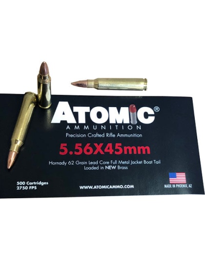 Atomic Ammo 5.56x45 500 Rounds - 62gr. Hornady Fmj  Bulk-pack